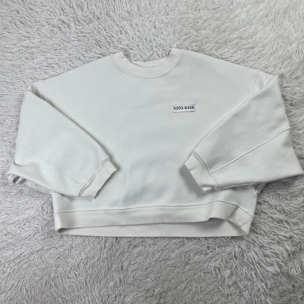 Lululemon Sweater Womens Large White Softstreme Perfectly Oversized Cropped Crew - Picture 8 of 8